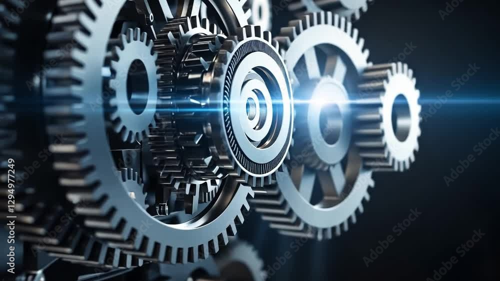 Poster precision and synergy: an intricate arrangement of interconnected gears in a close-up shot. this ima