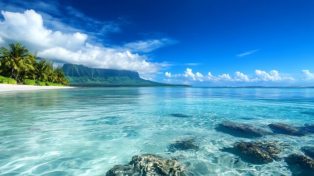 Pristine Shoreline with Shallow Blue Water / 浅い青い海が広がる手つかずの海岸線