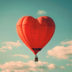 Obraz premium A heart-shaped hot air balloon in the sky. Job ID: edc76cf0-1e9f-4a4a-b49f-edabee455a1f