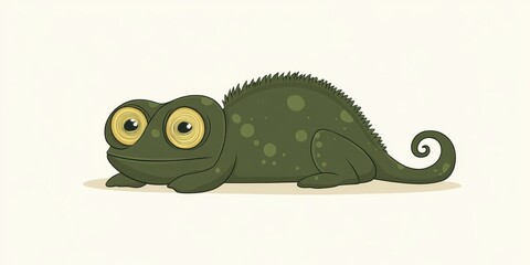 Obraz premium Adorable Cartoon Chameleon: A Whimsical Illustration