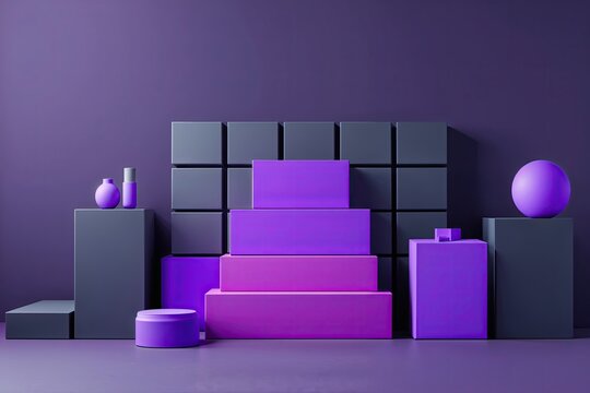 Minimalistic Gray Squares with Vivid Purple Backdrop for Business Applications and Chic Designs
