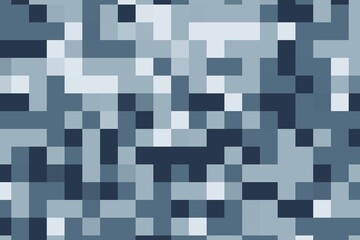 Pixelated square abstract pattern in blue and navy shades. Digital geometric concept