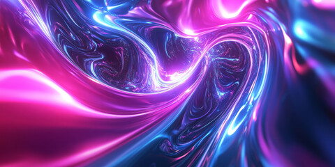 A visually stunning 3D abstract background with swirling neon vortexes, glowing fractal patterns, and seamless digital reflections. The smooth energy waves create a futuristic and immersive experience