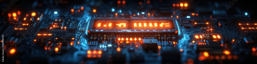 Aufkleber futuristic digital technology circuit design with glowing patterns and abstract connections