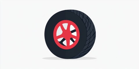 Red Rim and Black Tire: Automotive Illustration