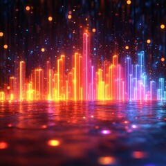 Futuristic Forex Chart with Neon Data Visualization and Market Trends