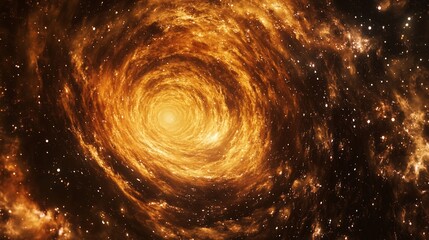 Obraz premium A Cosmic Vortex of Golden Light and Swirling Nebulae in Deep Space