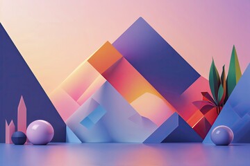 Modern Gradient Background Vector with Mellow Hues and Geometric Elements for Creative Marketing