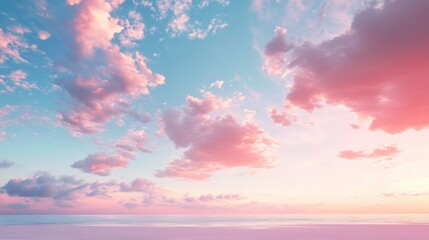 Sky Symphony: Pastel hues paint the sky as clouds dance and mingle, a peaceful ambiance captured in this awe-inspiring skyscape.