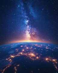 Fototapeta premium Aerial Night View of Southeastern United States City Lights from Space