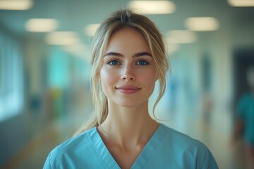 Fototapeta premium Doctor Holding Motivational Sign in Hospital for COVID-19 Stay at Home Campaign