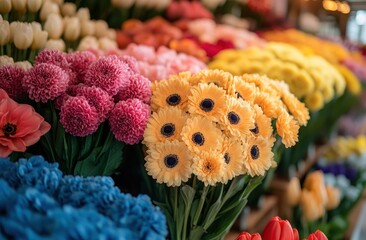 Successful Asian Woman Florist in Flower Shop Portrait of Happy Caucasian Female Entrepreneur at Retail Business