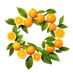 Multiple slices of fresh bright orange on transparent background