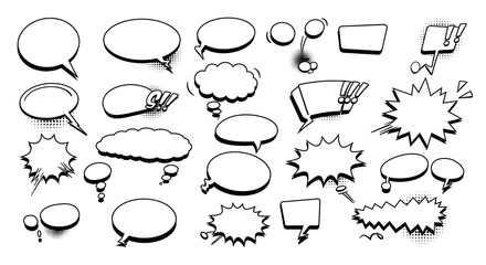 Collection of  Retro Comic Speech Bubbles and Word Balloons for Design and Illustration