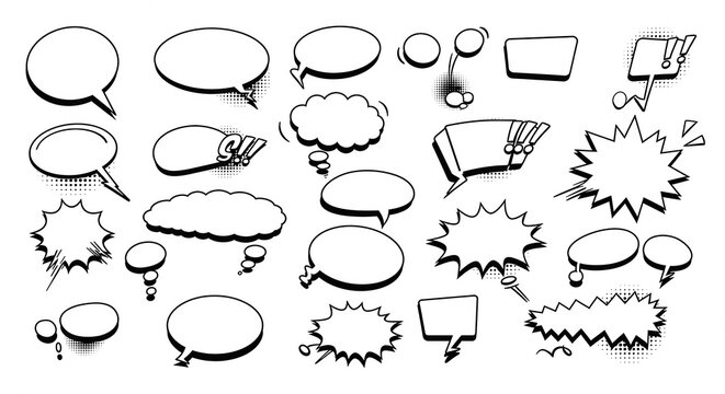 Collection of  Retro Comic Speech Bubbles and Word Balloons for Design and Illustration