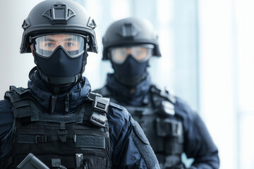 Highly trained officers in tactical gear, prepared for action and focused on their mission