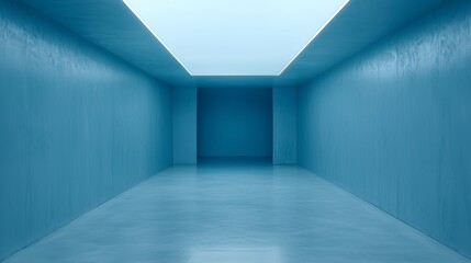 Empty Blue Room with Minimalist Design