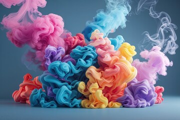 Obraz premium Vibrant Colorful Whimsical Smoke Plumes for Playful Backgrounds and Modern Designs