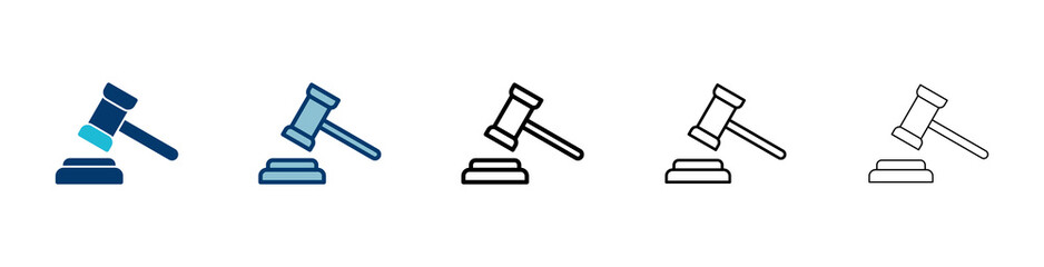 Gavel icon vector isolated on white background. Hammer icon vector. Judge Gavel Auction Icon Vector. Bid