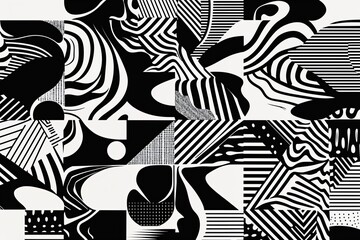 Bold Black and White Abstract Patterns with 80s Memphis Influence