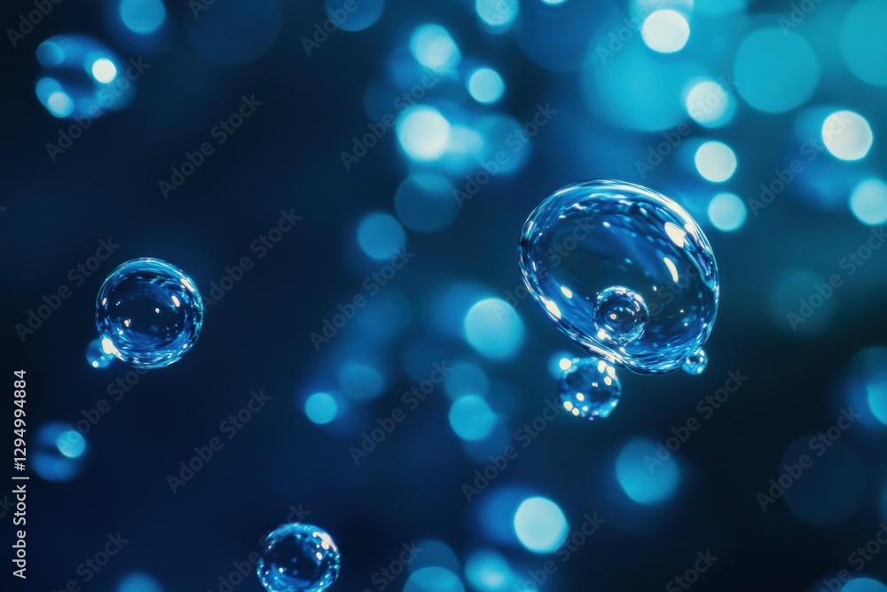Aufkleber glowing gas bubbles create a mesmerizing underwater atmosphere in a tranquil aquatic setting. genera