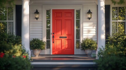 Bright Red Door Front Entrance to Home