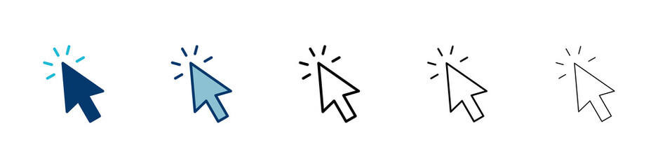 Click icon vector isolated on white background. Cursor icon. Computer mouse click cursor black arrow icons. pointer arrow