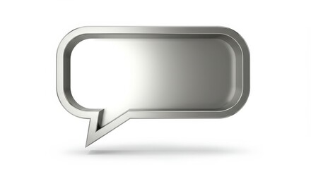 Naklejka premium Metallic Speech Bubble: 3D Render of a Blank Silver Chat Icon