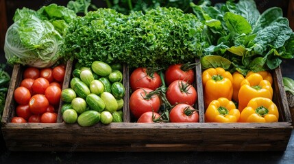 Fresh Organic Vegetables in Rustic Wooden Crate - Healthy Eating Concept
