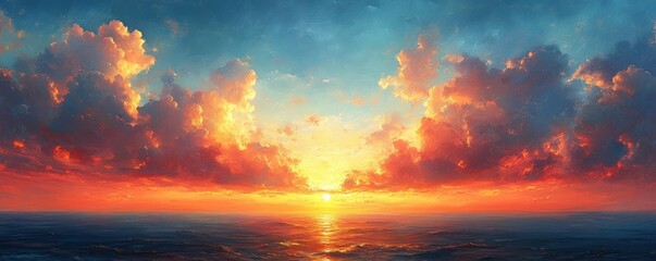Serene Sunset Sky with Gentle Gradient Hues and Dramatic Golden Light
