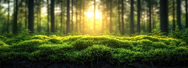 Obraz premium Tranquil Forest Paradise Lush Green Moss Impressionist Scene