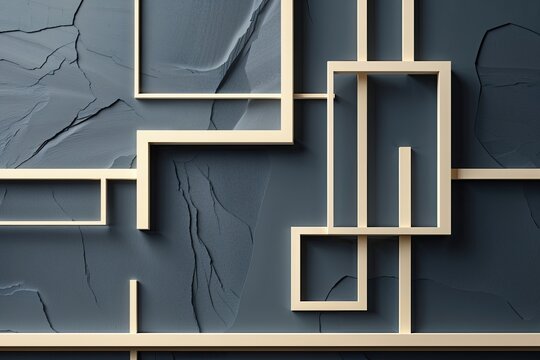 Minimalist Abstract Framework Design in Slate and Ivory Tones