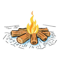 Illustration of a Cozy Campfire Isolated on White Background