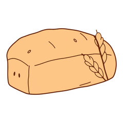 Obraz premium Illustration of a Bakery Bread Loaf with Wheat isolated on White Background.