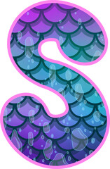 Hand drawn mermaid uppercase alphabet S