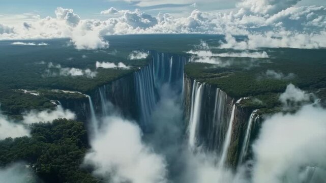 Aerial View of Angel Falls, Venezuela: A Breathtaking Cascade