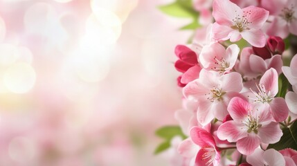 Beautiful background template made of Spring flowers.