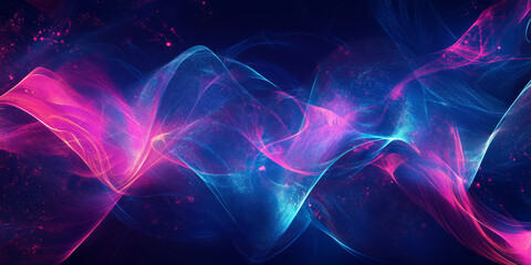 A visually stunning abstract background inspired by futuristic energy fields, with neon-lit currents dynamically expanding into a seamless cybernetic expanse. The radiant motion enhances the digital