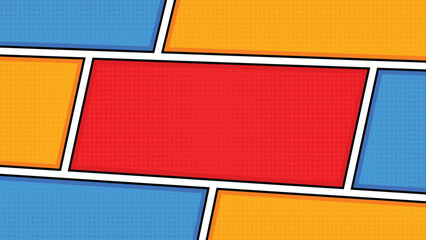 Blank Colorful Comic Book Page Background with Pop Art Style