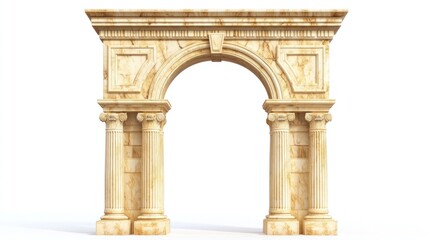 Fototapeta premium Roman archway entrance, columns, stone, design, architecture, white background, website design