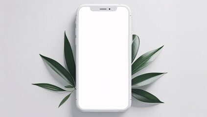 A person holding a mobile phone in the city with a blank screen displaying technology and communication