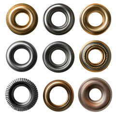 Eyelets collection metal style isolated on transparent background