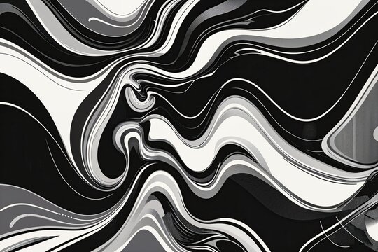 Retro Black and White Flow Patterns with Bold Memphis Style in Chic 80s Graphics