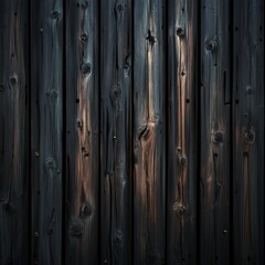 Fototapeta premium Dark wooden planks with knots and subtle light reflections