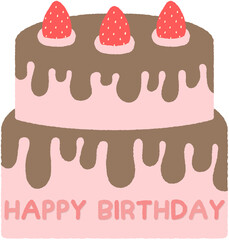 딸기 초코 케이크 디저트 음식 일러스트