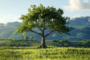 Fototapeta premium Majestic Lone Tree in a Vast Landscape
