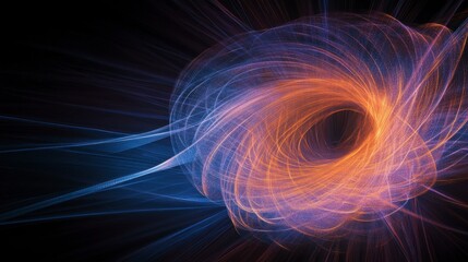 Naklejka premium Abstract digital art swirl in vibrant colors on dark background