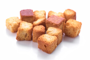 Delicious fried bread pieces perfect for enhancing soups and purees