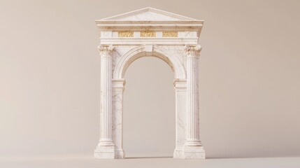 Naklejka premium Marble archway entrance, classical design, neutral background, architectural detail, design element