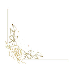 Gold flower line art Border 
